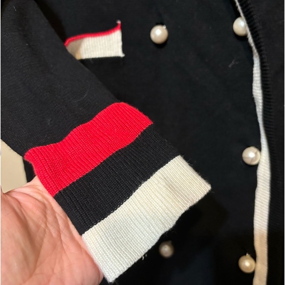 ZARA KNIT Preppy Collegiate Pearl-Button Double Breasted Long Cardigan - Picture 3 of 6